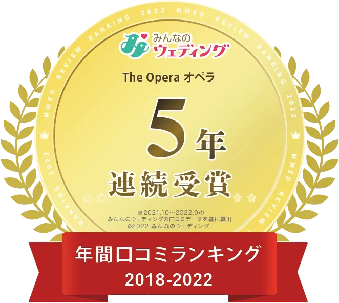 みんなのウェディング 愛知県口コミランキング 5年連続受賞